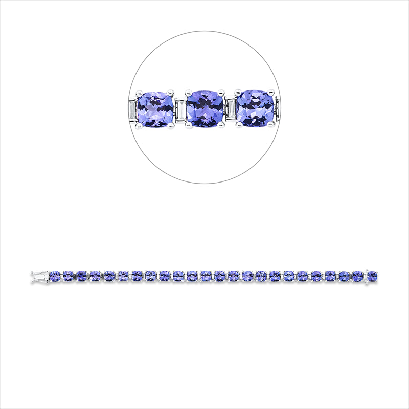 Armband mit Tansanit  aus 585/-14 Karat Weißgold mit 24 Diamanten 0