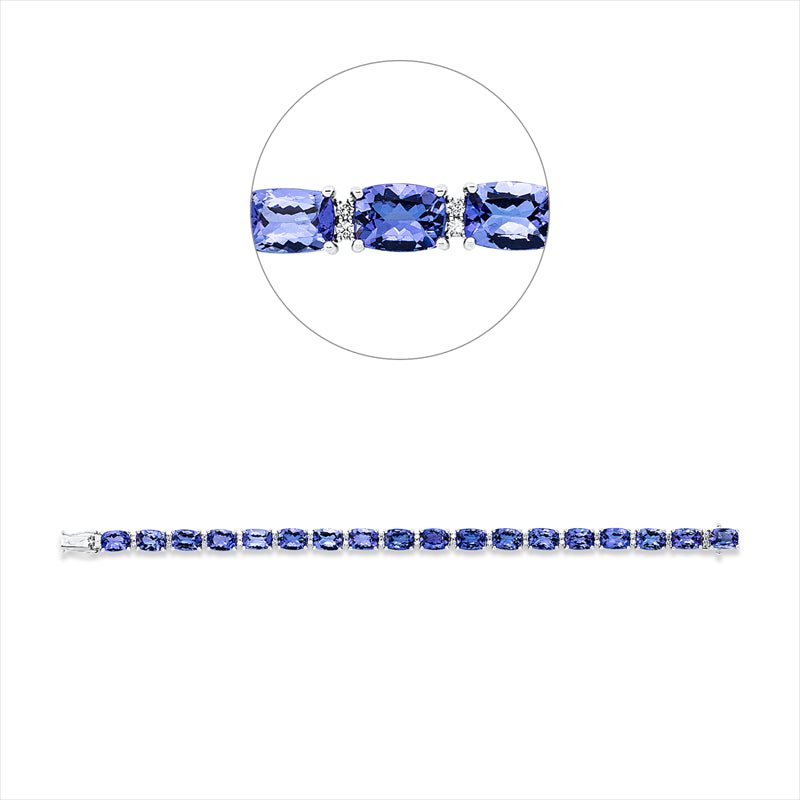 Armband mit Tansanit  aus 585/-14 Karat Weißgold mit 36 Diamanten 0