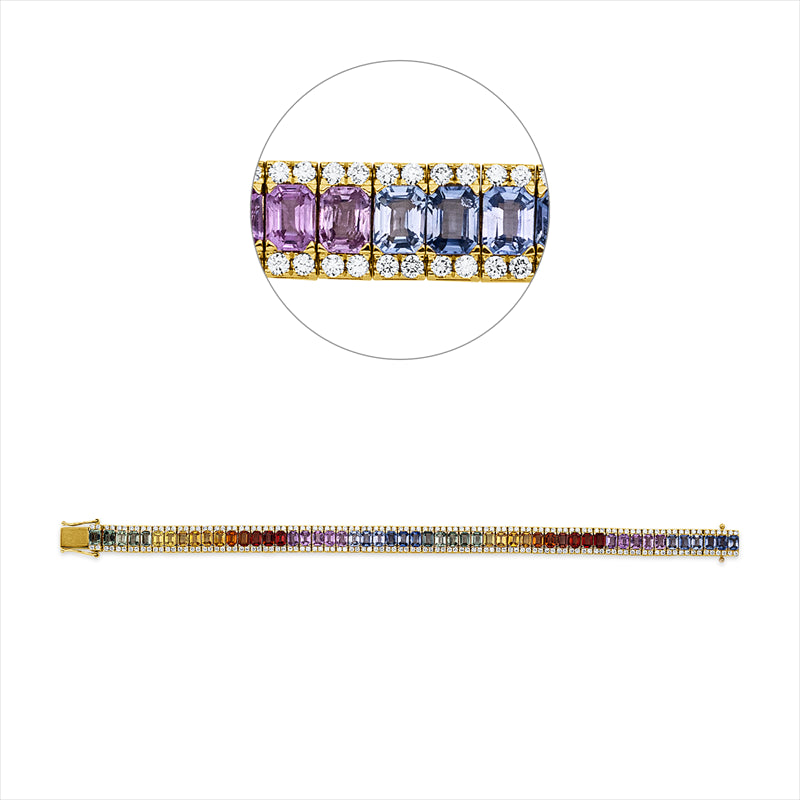 Armband mit Saphir  aus 750/-18 Karat Gelbgold mit 212 Diamanten 2