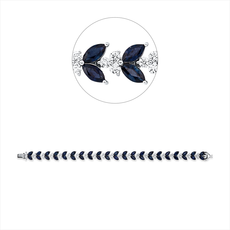 Armband mit Saphir  aus 750/-18 Karat Weißgold mit 62 Diamanten 2