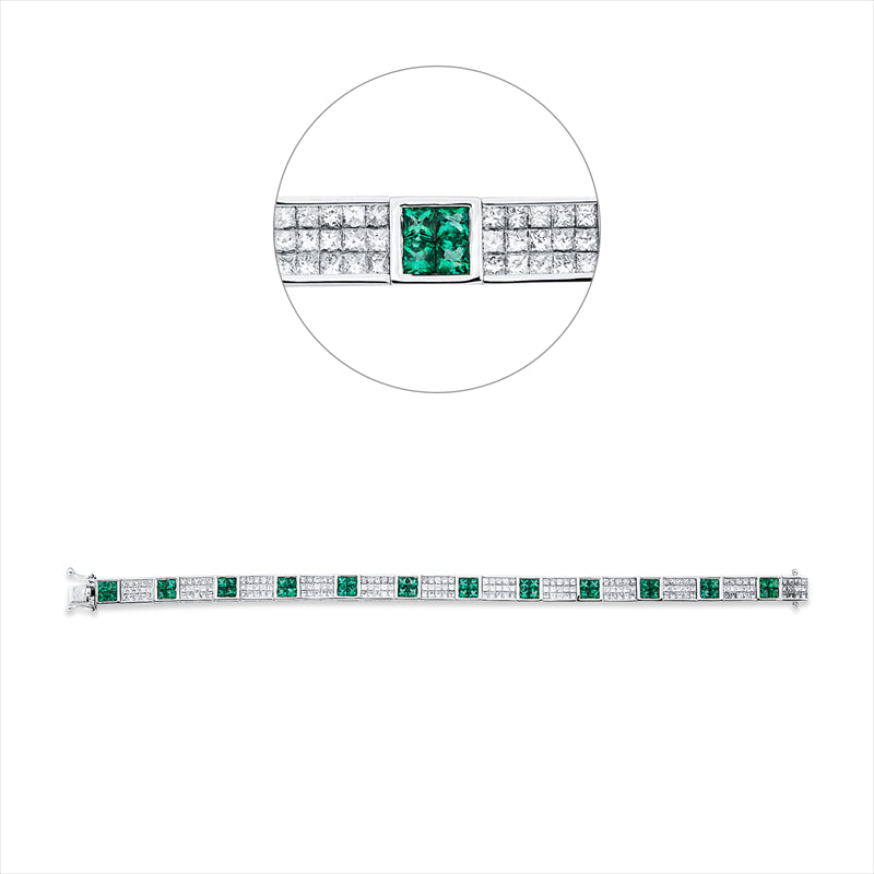 Armband mit Smaragd  aus 750/-18 Karat Weißgold mit 177 Diamanten 4