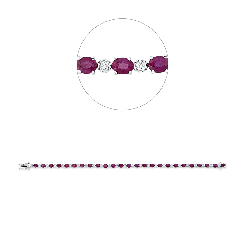 Armband mit Rubin  aus 750/-18 Karat Weißgold mit 25 Diamanten 0