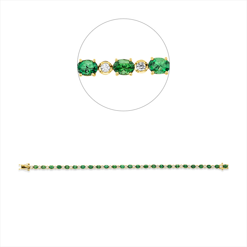 Armband mit Tsavorith  aus 750/-18 Karat Gelbgold mit 25 Diamanten 0