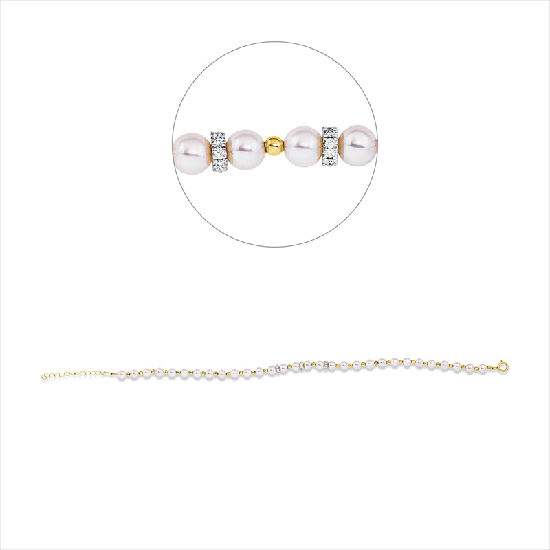 Armband   mit Zuchtperle aus 750/-18 Karat Gelbgold / Weißgold mit 30 Diamanten 0