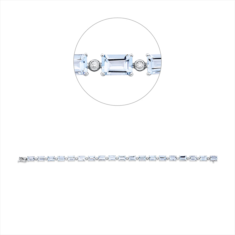 Armband mit Aquamarin  aus 750/-18 Karat Weißgold mit 19 Diamanten 0