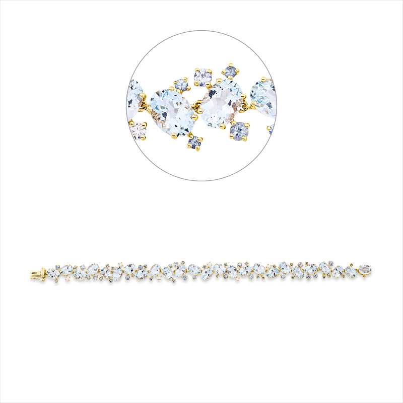 Armband mit Aquamarin  aus 750/-18 Karat Gelbgold mit 6 Diamanten 0