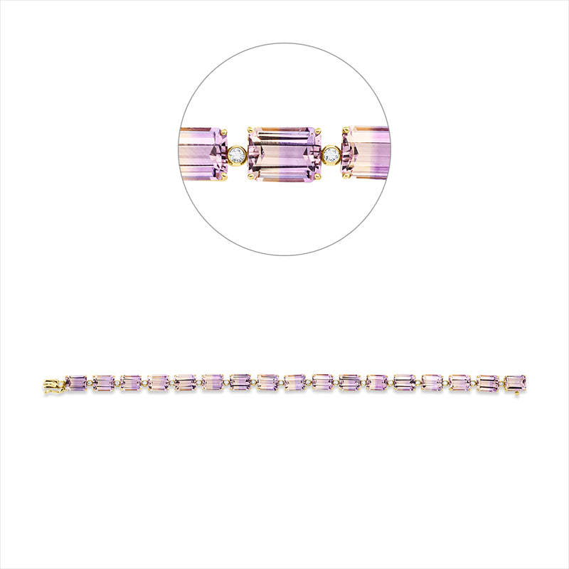 Armband mit Ametrin  aus 750/-18 Karat Gelbgold mit 17 Diamanten 0