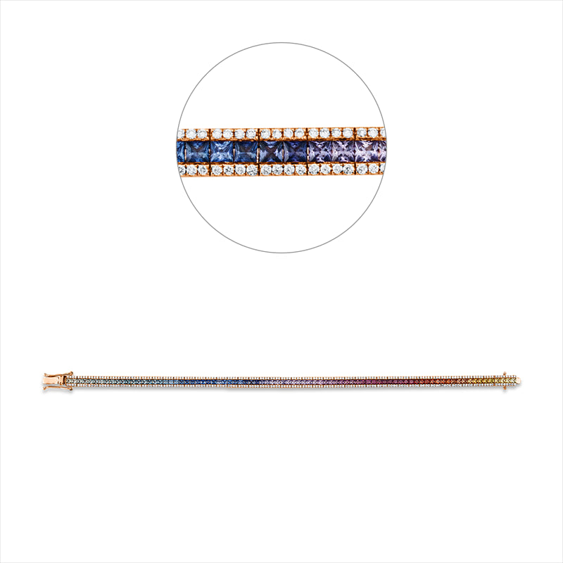 Armband mit Saphir  aus 750/-18 Karat Rotgold mit 336 Diamanten 1