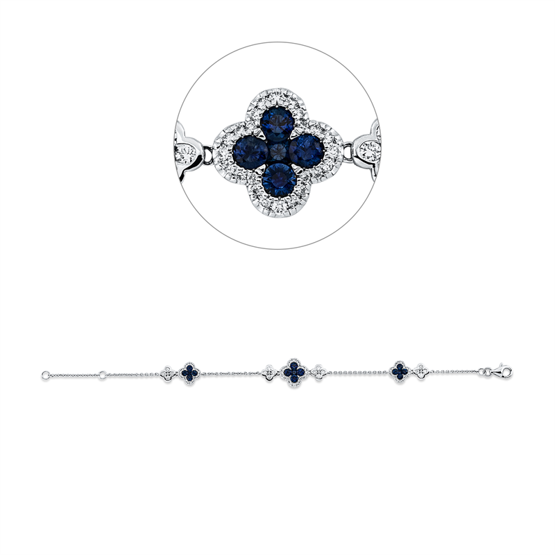 Armband mit Saphir  aus 750/-18 Karat Weißgold mit 80 Diamanten 0