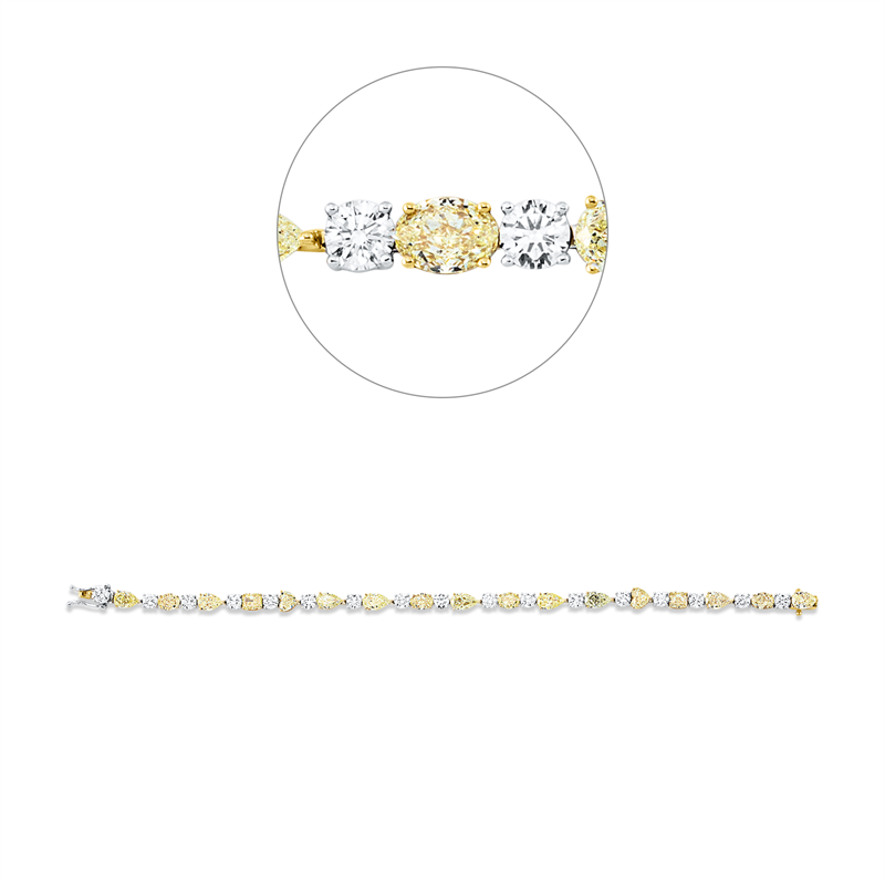 Armband    aus 750/-18 Karat Gelbgold Platin 950 mit 34 Diamanten 12
