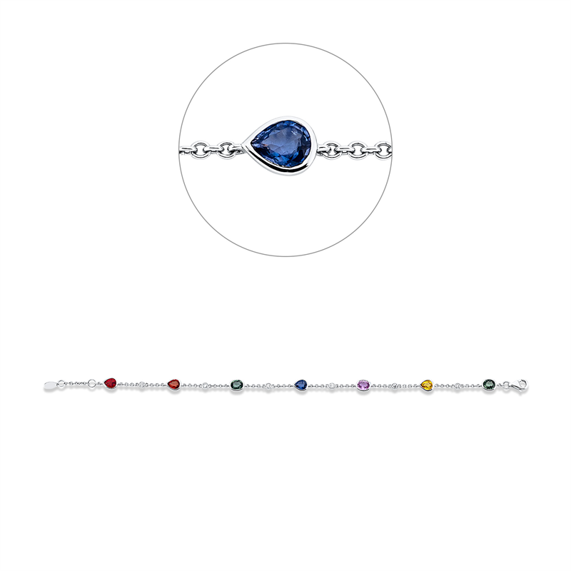 Armband mit Saphir  aus 750/-18 Karat Weißgold mit 6 Diamanten 0