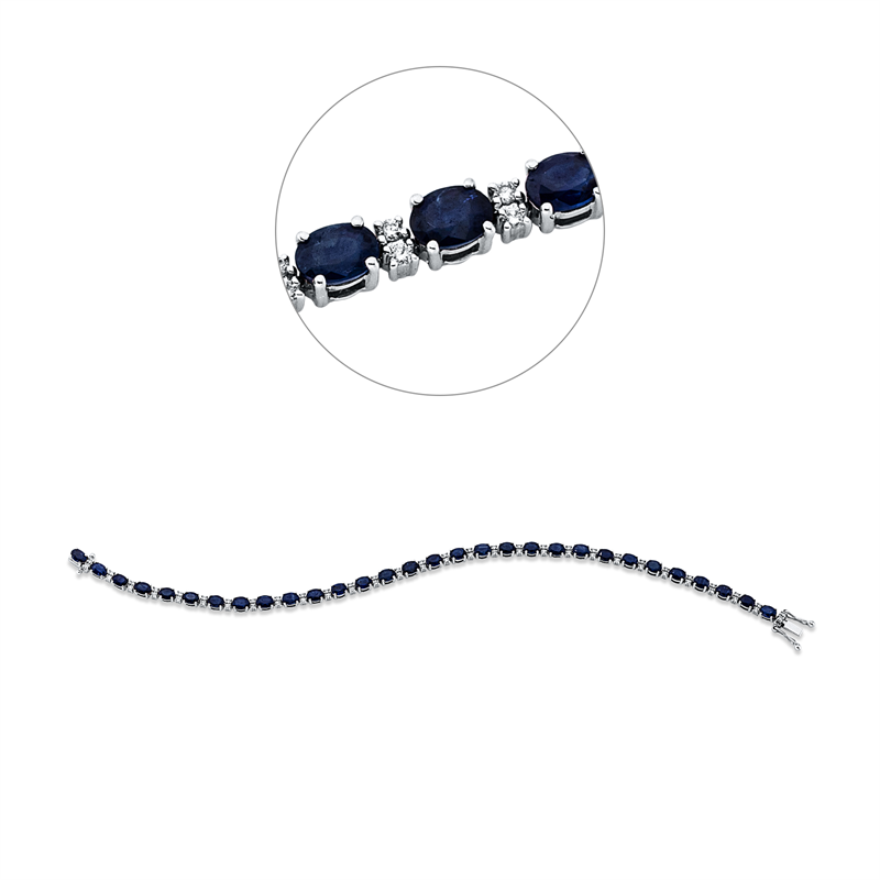 Armband mit Saphir  aus 585/-14 Karat Weißgold mit 60 Diamanten 0