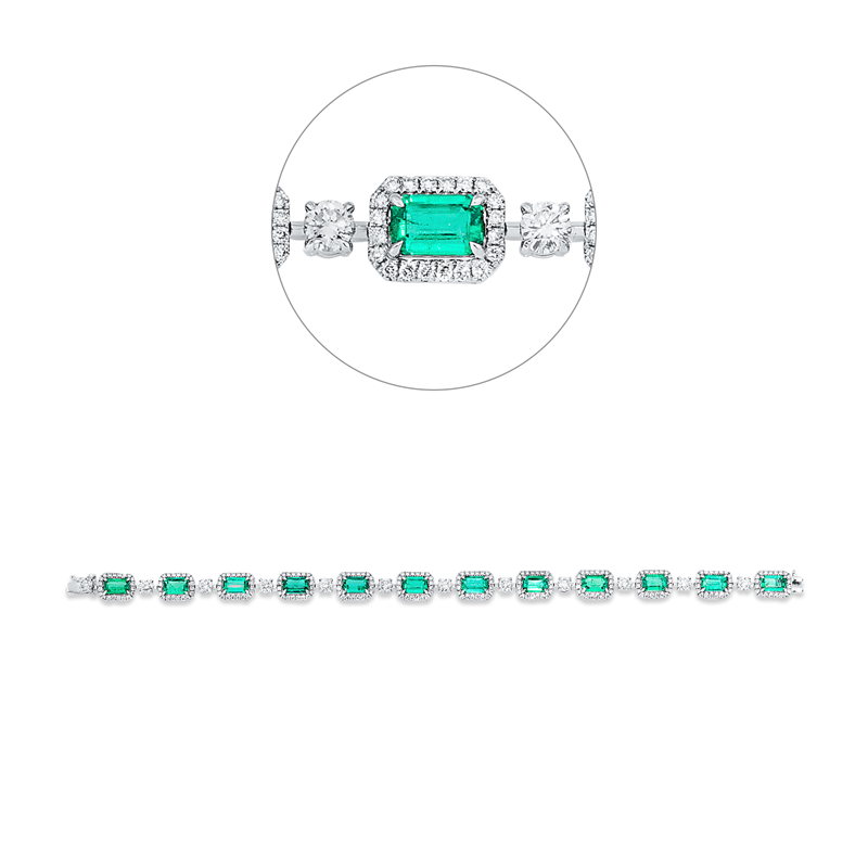 Armband mit Smaragd  aus 750/-18 Karat Weißgold mit 252 Diamanten 2