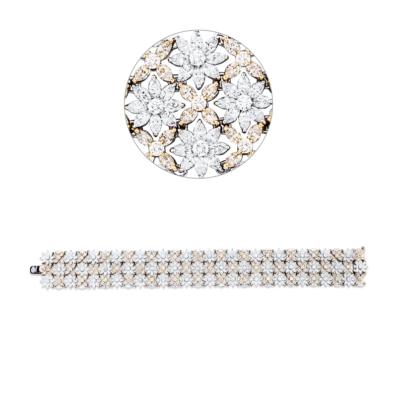 Armband    aus 750/-18 Karat Weißgold / Gelbgold mit 616 Diamanten 25
