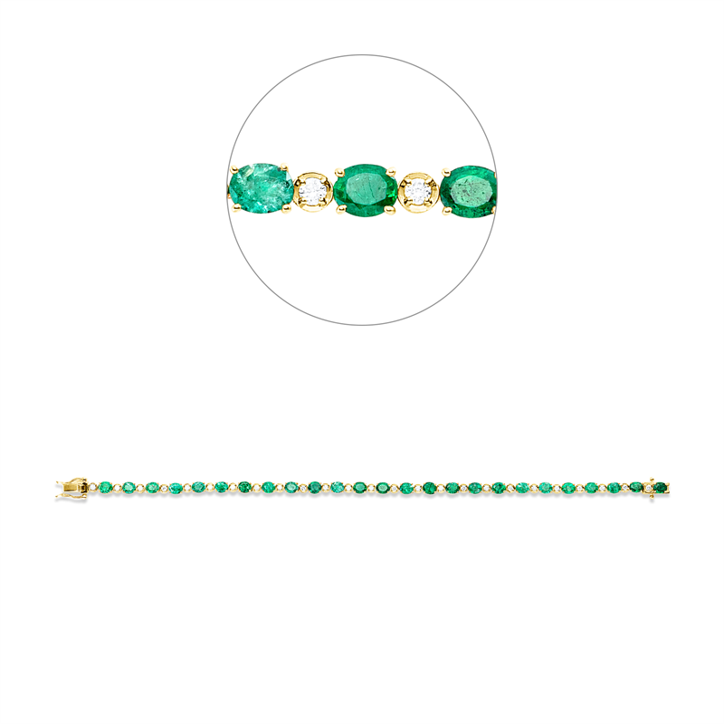 Armband mit Smaragd  aus 750/-18 Karat Gelbgold mit 25 Diamanten 0