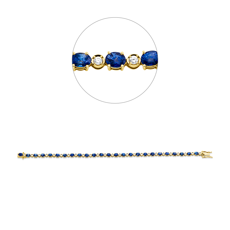 Armband mit Saphir  aus 750/-18 Karat Gelbgold mit 25 Diamanten 0