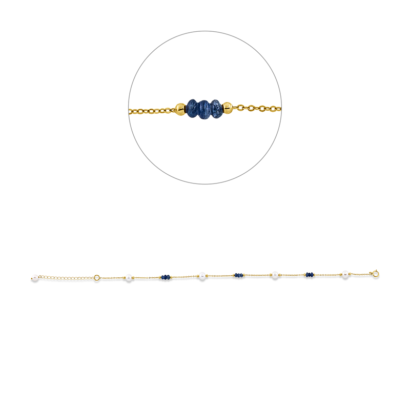 Armband mit Saphir mit Süßwasserperle aus 750/-18 Karat Gelbgold  