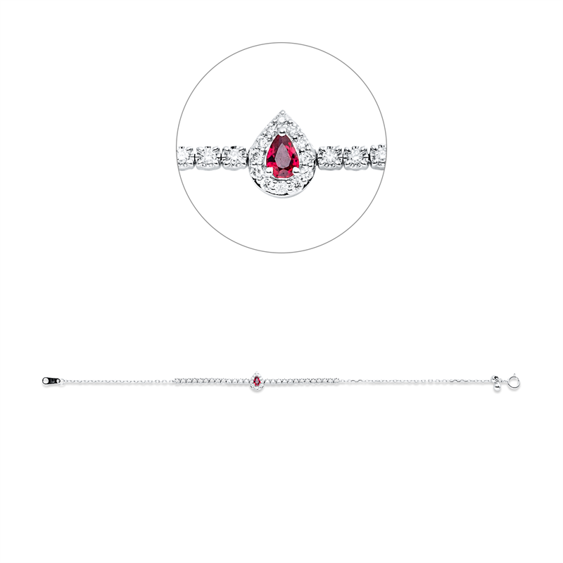 Armband mit Rubin  aus 750/-18 Karat Weißgold mit 38 Diamanten 0