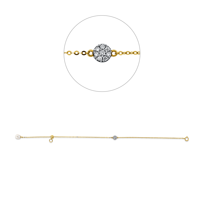 Armband   mit Süßwasserperle aus 750/-18 Karat Gelbgold mit 8 Diamanten 0