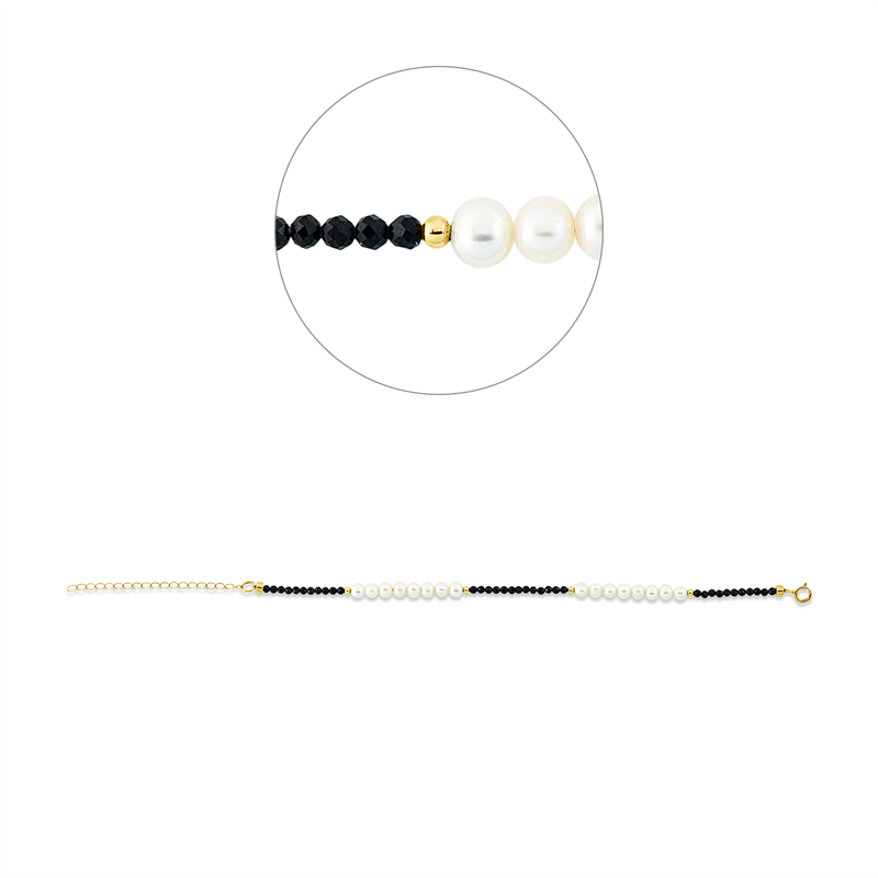 Armband mit Spinel mit Süßwasserperle aus 750/-18 Karat Gelbgold  
