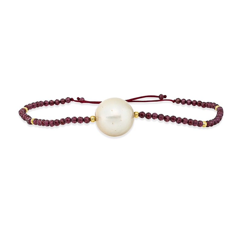 Armband mit Granat mit Südseeperle aus 750/-18 Karat Gelbgold  