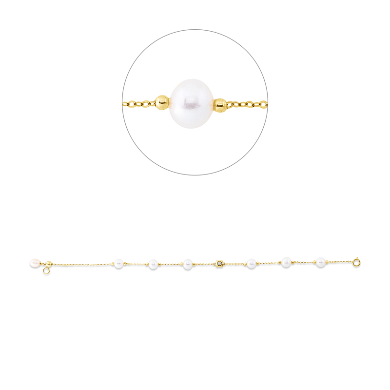 Armband   mit Zuchtperle aus 750/-18 Karat Gelbgold mit 1 Diamant 0