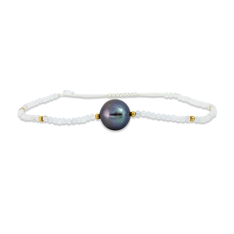 Armband mit Mondstein mit Südseeperle aus 585/-14 Karat Gelbgold  