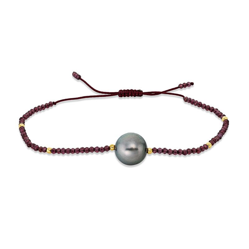 Armband mit Granat mit Südseeperle aus 585/-14 Karat Gelbgold  