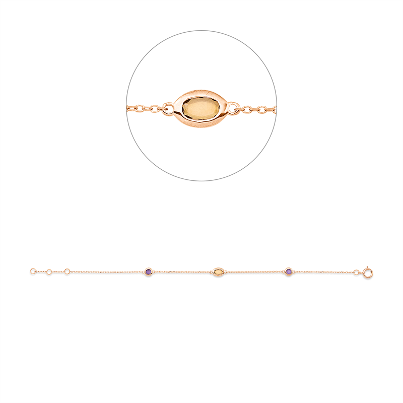 Armband mit Amethyst  aus 750/-18 Karat Rotgold  