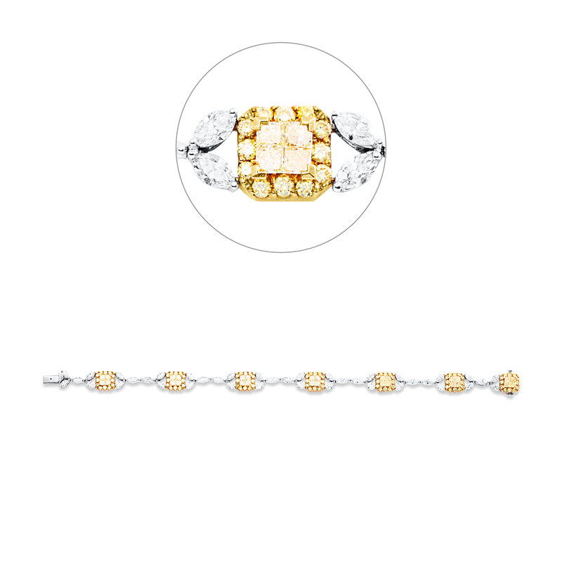 Armband    aus 750/-18 Karat Gelbgold / Weißgold mit 152 Diamanten 6