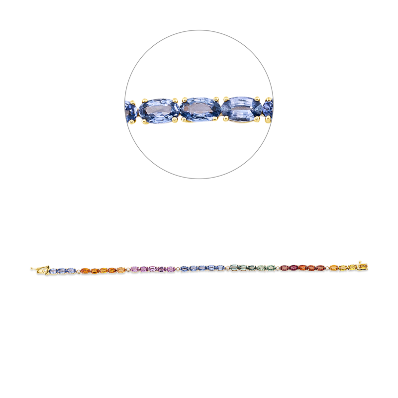 Armband mit Saphir  aus 585/-14 Karat Gelbgold mit 7 Diamanten 0