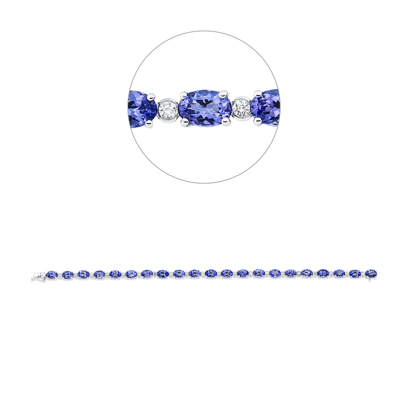 Armband mit Tansanit  aus 750/-18 Karat Weißgold mit 21 Diamanten 0
