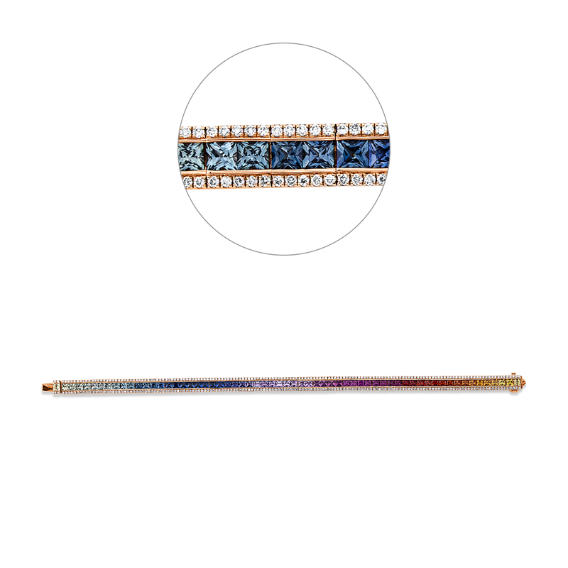 Armband mit Saphir  aus 750/-18 Karat Rotgold mit 314 Diamanten 1