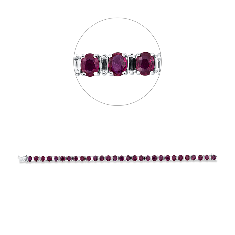 Armband mit Rubin  aus 750/-18 Karat Weißgold mit 29 Diamanten 2