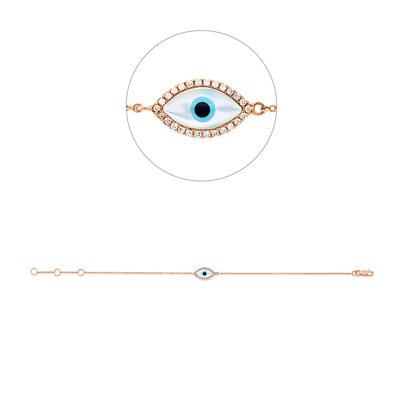 Armband mit Perlmutt  aus 750/-18 Karat Rotgold mit 26 Diamanten 0