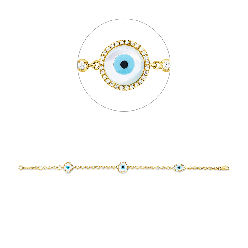 Armband mit Perlmutt  aus 750/-18 Karat Gelbgold mit 110 Diamanten 0