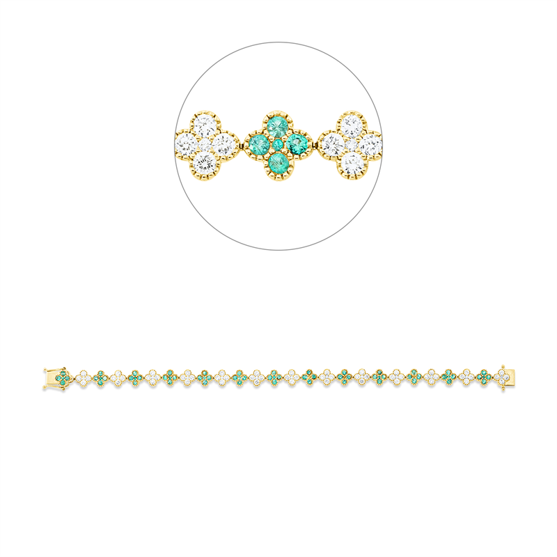 Armband mit Smaragd  aus 750/-18 Karat Gelbgold mit 65 Diamanten 2