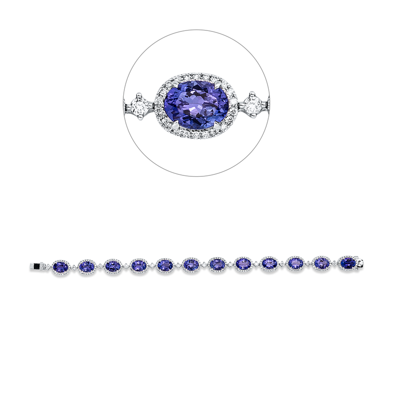 Armband mit Tansanit  aus 750/-18 Karat Weißgold mit 279 Diamanten 1