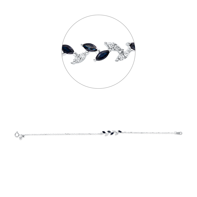 Armband mit Saphir  aus 750/-18 Karat Weißgold mit 8 Diamanten 0