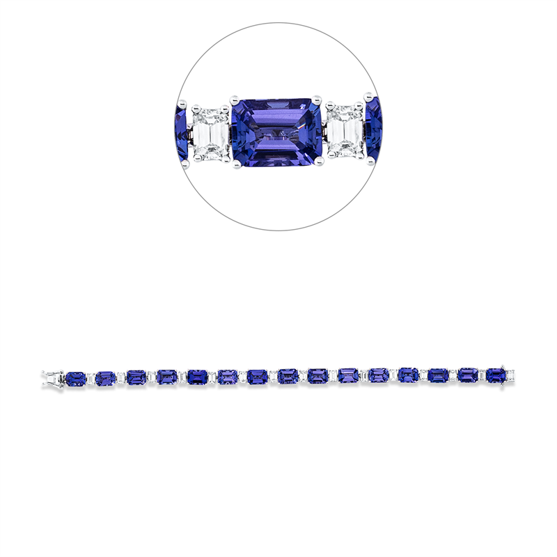 Armband mit Tansanit  aus 950/-Platin Weißgold Platin 950 mit 15 Diamanten 2