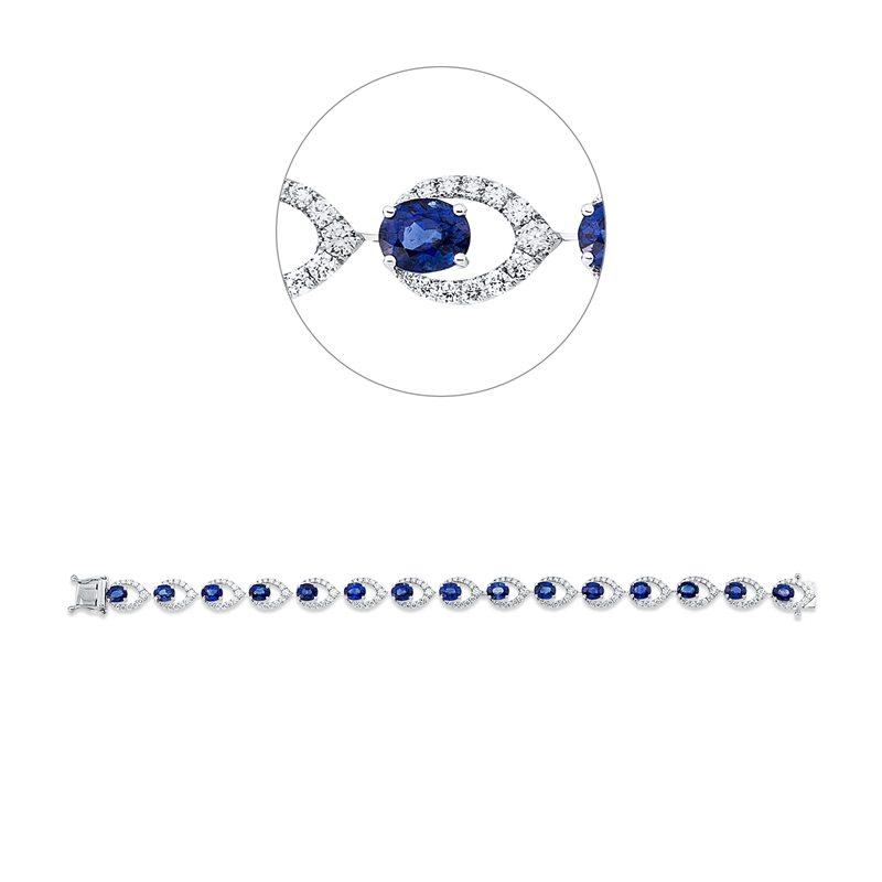 Armband mit Saphir  aus 750/-18 Karat Weißgold mit 195 Diamanten 2