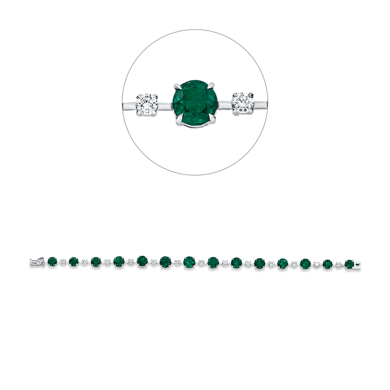 Armband mit Smaragd  aus 750/-18 Karat Weißgold mit 14 Diamanten 1