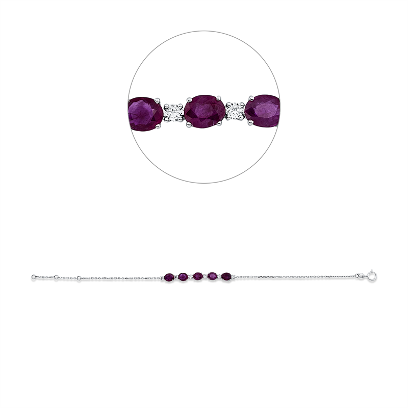 Armband mit Rubin  aus 750/-18 Karat Weißgold mit 6 Diamanten 0