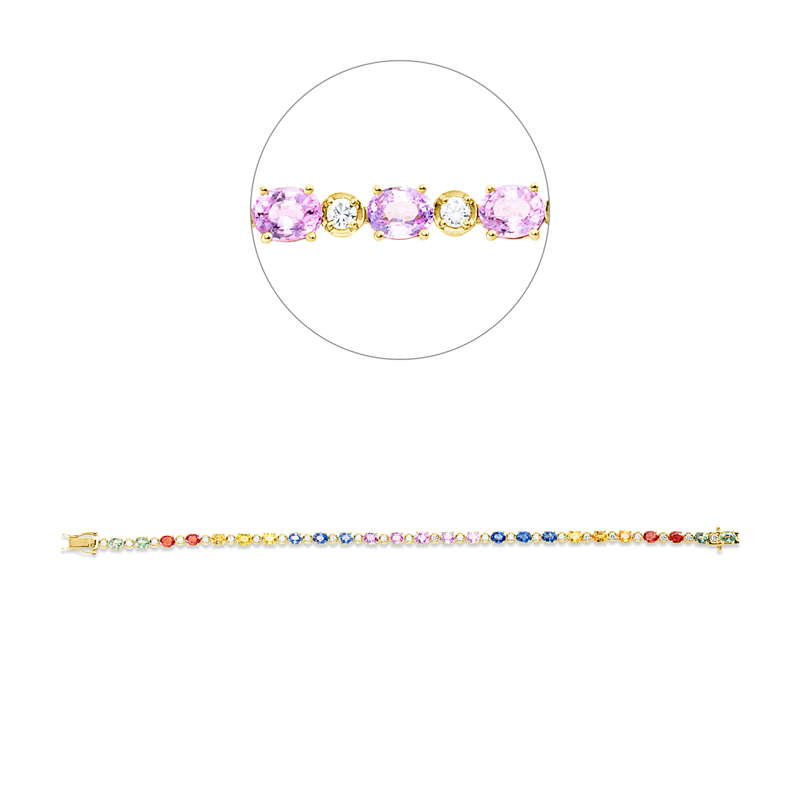 Armband mit Saphir  aus 750/-18 Karat Gelbgold mit 25 Diamanten 0