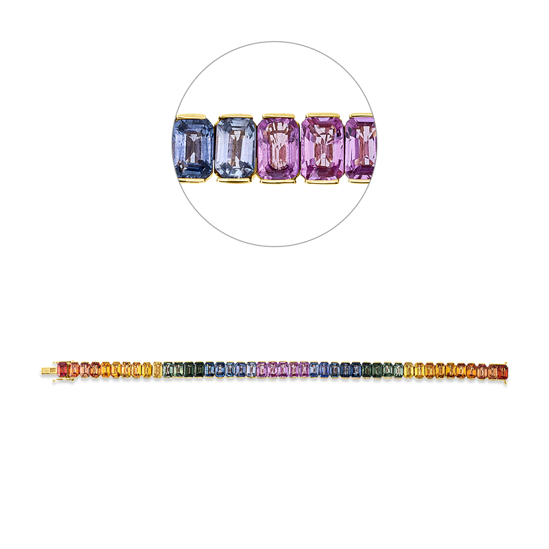 Armband mit Saphir  aus 750/-18 Karat Rotgold  
