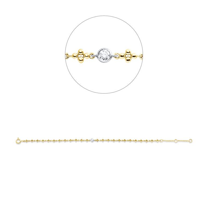 Armband    aus 750/-18 Karat Gelbgold / Weißgold mit 1 Diamant 0