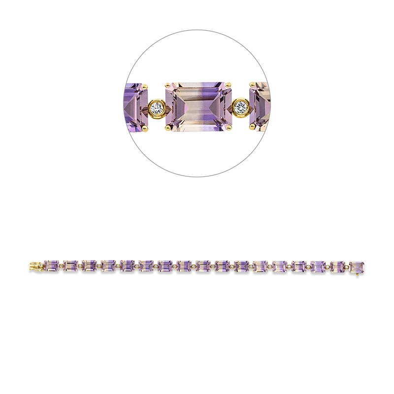 Armband mit Ametrin  aus 750/-18 Karat Gelbgold mit 17 Diamanten 0
