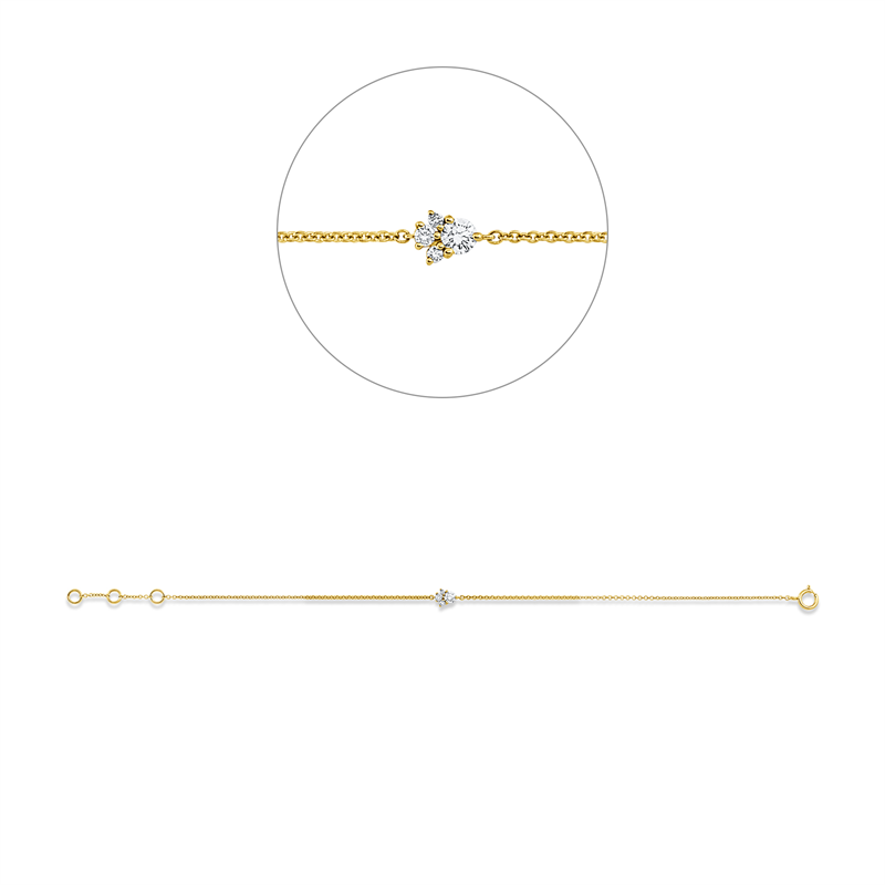 Armband    aus 750/-18 Karat Gelbgold mit 4 Diamanten 0