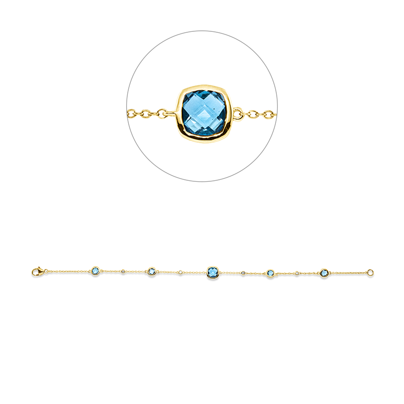 Armband mit Topas  aus 750/-18 Karat Gelbgold mit 4 Diamanten 0