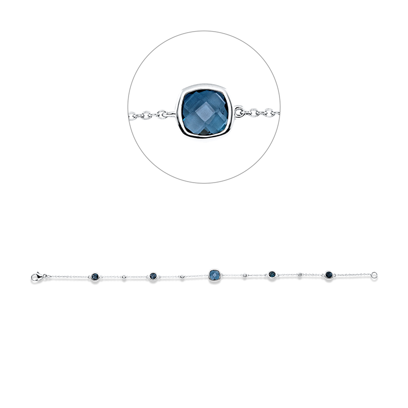 Armband mit Topas  aus 750/-18 Karat Weißgold mit 4 Diamanten 0